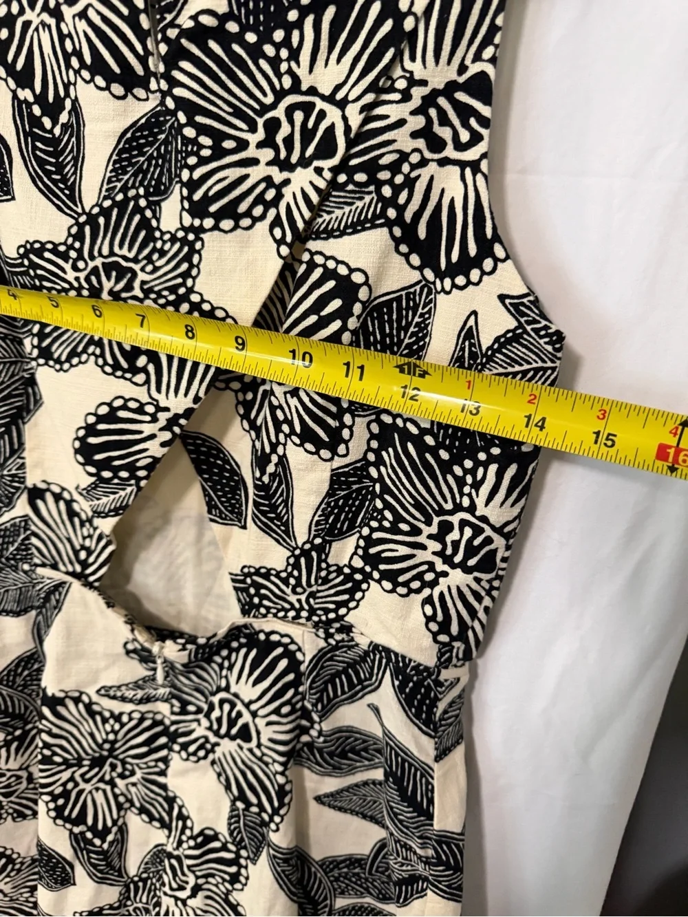 J. Crew Black Floral Print Cream Sleeveless Fit-and-Flare Dress